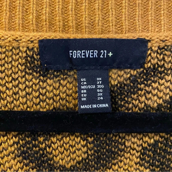 Leopard Print Deep V-Neck Sweater - Mustard Yellow - Picture 2 of 3